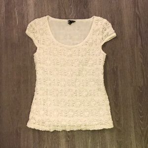 Ann Taylor x small petite white floral blouse